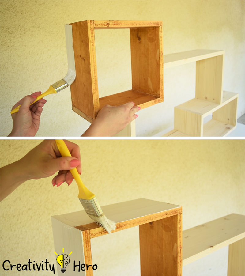 DIY Colorful Rectangular Wooden Wall Shelf 9